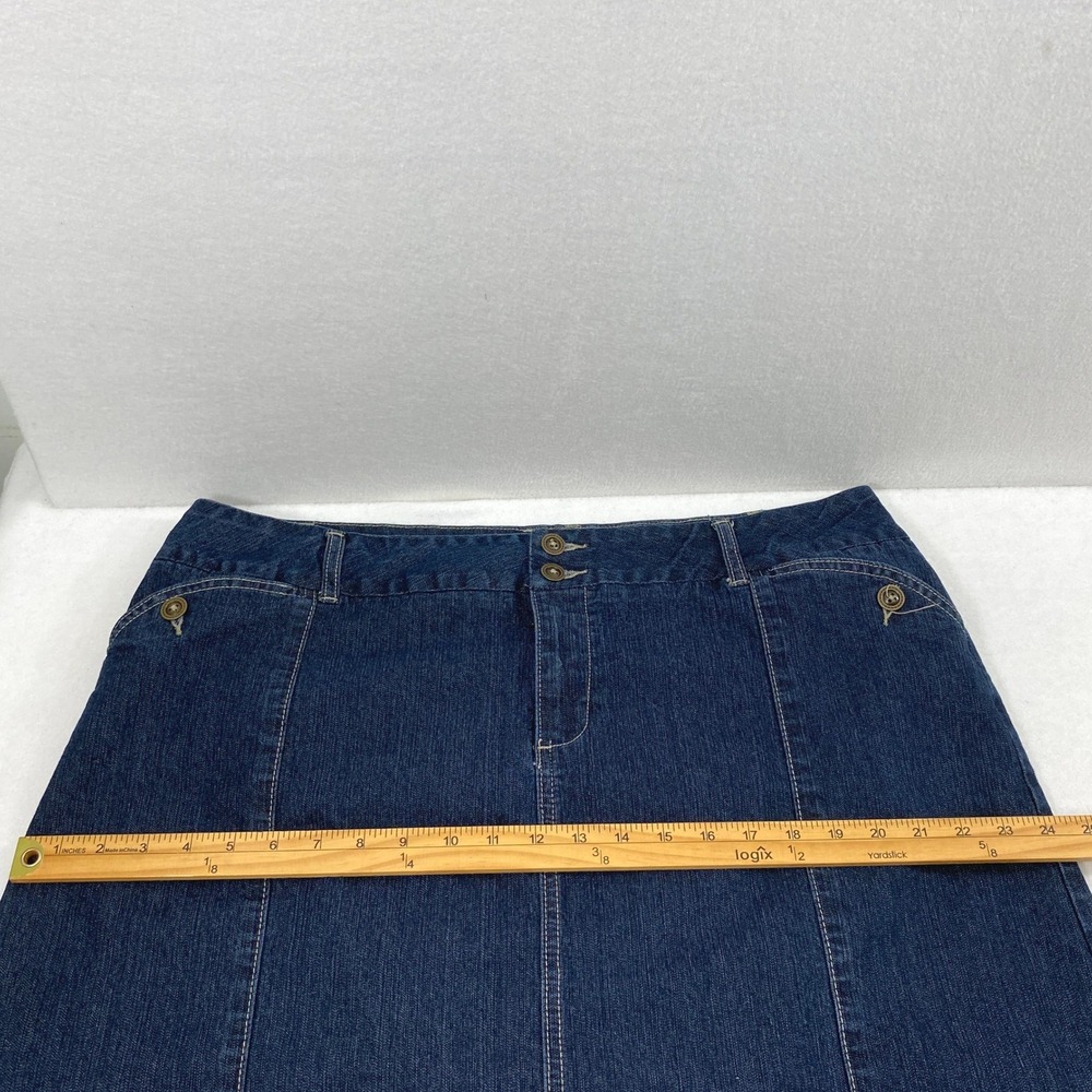 Cato Jean Skirt Women 20W Dark Wash Denim A-Line Stretch Modest Knee Length - Picture 8 of 10